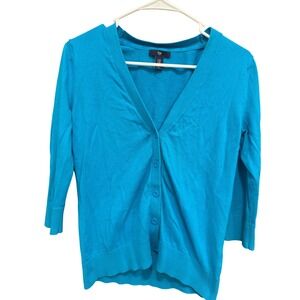 Gap‎ Cardigan Sweater Knit 3/4 Sleeve Button Front Blue XS